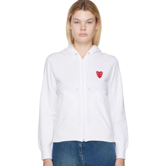 COMME DES GARCONS PLAY ♥️♥️ Double Heart Zip Hoodie unisex NWT Small - Picture 1 of 5